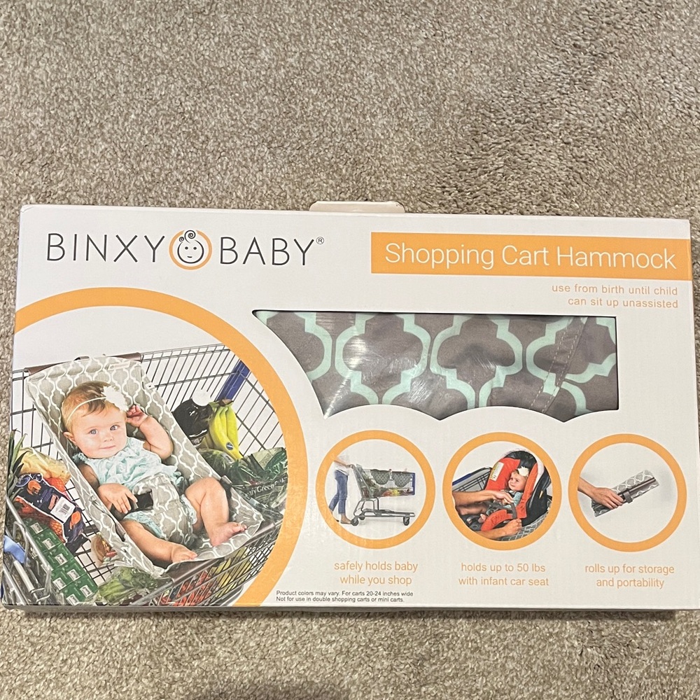 Gray and Teal Baby Shopping Cart Hammock